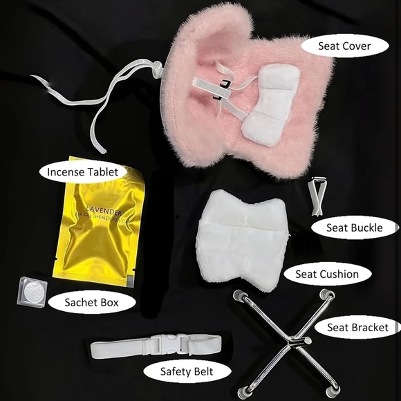 Labubu Plush Car Seat Chair Combo 2 in 1 Beige New - Picture 4 of 4